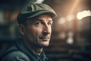 ai généré vieux temps Masculin usine ouvrier. produire ai photo