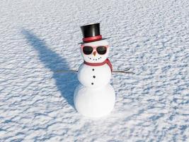 bonhomme de neige avec des lunettes de soleil à la lumière du jour photo