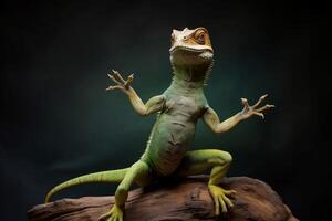 ai généré dynamique lézard pose amusement. produire ai photo