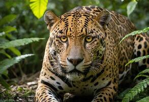 ai généré une majestueux jaguar dans ses Naturel habitat photo