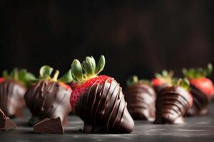 ai généré Chocolat couvert des fraises bonbons dessert. produire ai photo