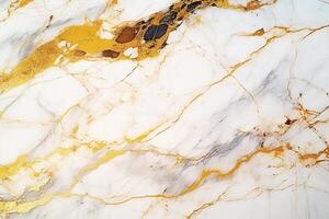 ai généré or et blanc marbre surface texture Contexte photo