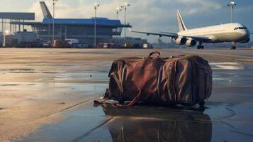 ai généré bagage abandonné ou perdu à le aéroport. neural réseau ai généré photo