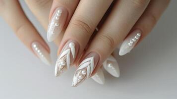 ai généré magnifique chevron ongles pour inoubliable style photo