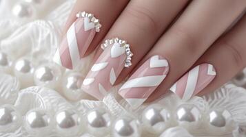 ai généré magnifique chevron ongles pour inoubliable style photo