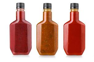 barbecue sauces dans bouteilles photo