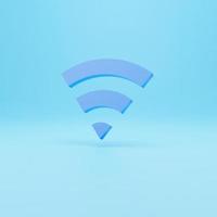 Symbole sans fil wifi 3D. icône wifi abstraite sur fond bleu. rendu 3D.