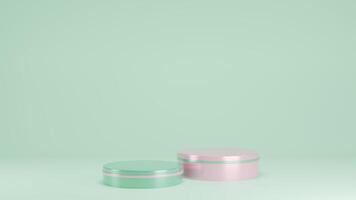 3d le rendu vert et rose Contexte avec podium minimal abstrait fond d'écran photo