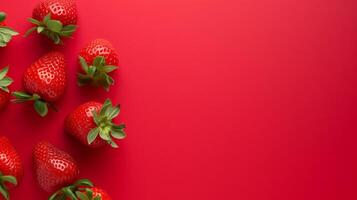 ai généré des fraises sur rouge, santé l'amour photo