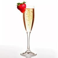 ai généré Champagne flûte avec fraise garnir isolé photo