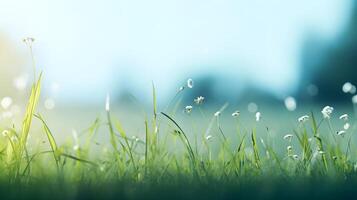 ai généré Contexte avec Frais herbe. printemps Contexte. photo