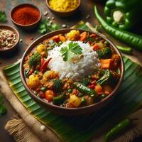 ai généré curry Masala poudre avec ingrédients, cette est une commun pimenter ,curry poudre dans Indien cuisine photo