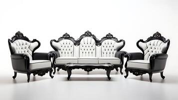 ai généré moderne meubles sur blanc Contexte photo