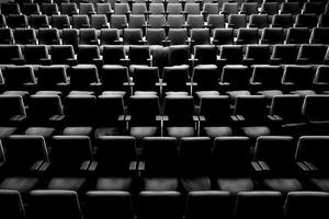 ai généré vide cinéma salle avec rouge des places. film théâtre. neural réseau ai généré photo
