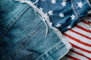 Contexte de vêtements dans le Couleur de le américain drapeau photo