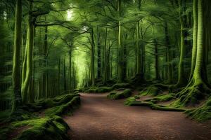 ai généré sentier par forêt photo