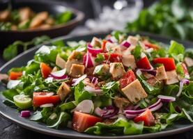 ai généré Frais en bonne santé fattoush salade photo
