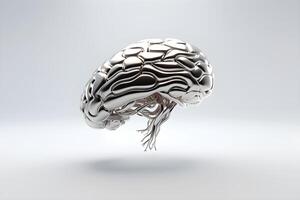 ai généré métal brillant cerveau - concept de artificiel intelligence. ai généré photo
