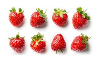 ai généré des fraises Frais isolé sur blanc arrière-plan, en bonne santé biologique baie Naturel Ingrédients concept, vide espace dans studio coup photo