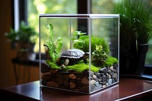 ai généré aquarium avec tortues dans le intérieur. ai généré photo