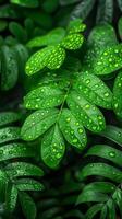 ai généré vert feuilles avec l'eau gouttes photo