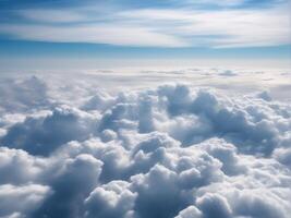 ai généré haute la nature vue grand blanc des nuages sur doux ciel Contexte dans le Matin photo