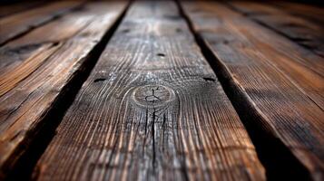 ai généré fermer de texturé en bois planches avec important bois grain photo