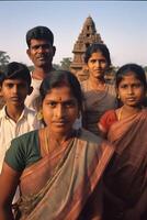 ai généré une groupe de diverse Indiens permanent côté par côté, création une sens de unité et solidarité. photo