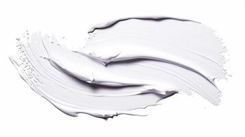 ai généré échantillon visage crème. frottis de blanc crème, cosmétique produit photo