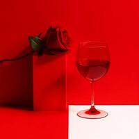 ai généré rouge verre et rouge Rose fleur photo