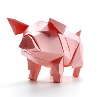 ai généré coloré origami cochon, unique papier polygone ouvrages d'art, idéal animal de compagnie concept, ai généré photo