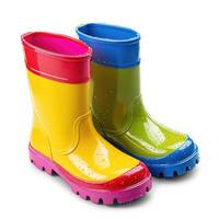 ai généré coloré enfants pluie bottes, espiègle flaque compagnons. prêt à éclabousser style, ai généré. photo