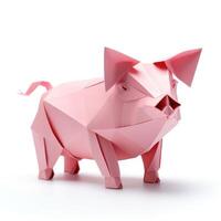 ai généré coloré origami cochon, unique papier polygone ouvrages d'art, idéal animal de compagnie concept, ai généré photo