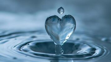 ai généré en forme de coeur l'eau goutte, une symbole de la nature aimer, ai généré photo