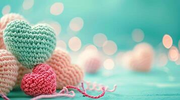 ai généré une image de une crocheté mignonne cœur, ai généré photo