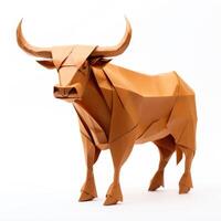 ai généré coloré origami bœuf, unique papier polygone ouvrages d'art, idéal animal de compagnie concept, ai généré photo