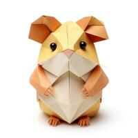 ai généré coloré origami hamster, unique papier polygone ouvrages d'art, idéal animal de compagnie concept, ai généré photo