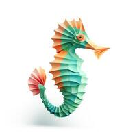 ai généré coloré origami hippocampe, unique papier polygone ouvrages d'art, idéal animal de compagnie concept, ai généré photo