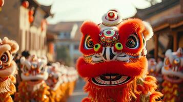 ai généré énergique les performances de le Lion Danse photo