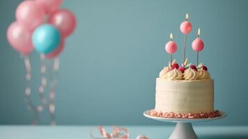 ai généré raffiné décor contre une minimaliste toile de fond, capturer le essence de anniversaire célébrations photo