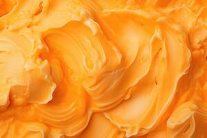 ai généré délicieux rafraîchissant crémeux italien Orange crème glacée pour une été dessert ou emporter, proche en haut plein Cadre Contexte texture photo