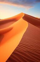 ai généré le sable vague est soufflé de un place dans le dunes de Namibie le sable photo