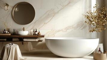 ai généré élégant marbre salle de bains intérieur photo
