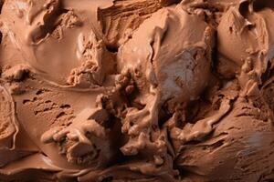 ai généré délicieux rafraîchissant crémeux italien Chocolat crème glacée pour une été dessert ou emporter, proche en haut plein Cadre Contexte texture photo