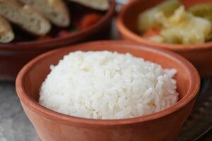 fermer de cuit blanc riz photo