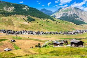 vue de livigno vallée dans été photo