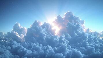 ai généré une magnifique bleu ciel avec une mince couche de cirro-stratus des nuages, ajouter une bit de scintillement à le clair ciel. photo