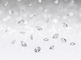 diamant éblouissant sur fond blanc brillant bokeh. concept pour choisir le meilleur design de gemme de diamant photo