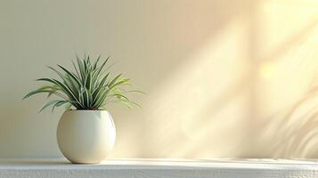 ai généré une blanc maison plante pot séance sur une en bois table photo