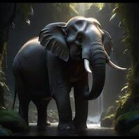 ai généré l'éléphant dans le cascade photo